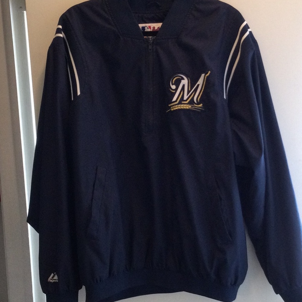 MILWAUKEE BREWERS Nylon Lined Slip Over Jacket by Majestic